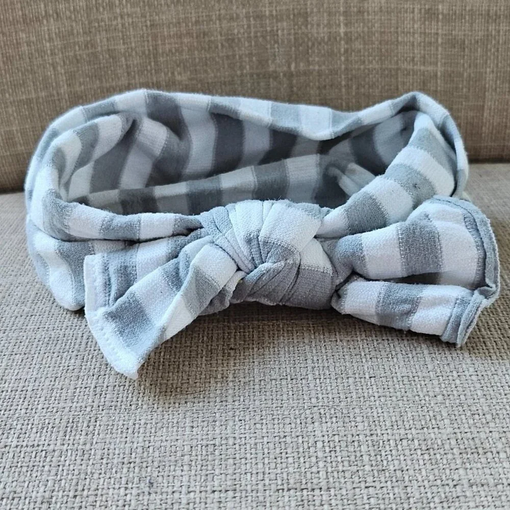 Baby Bling Headband Baby Girl Head Band Gray/White Classic Knot Head Wrap